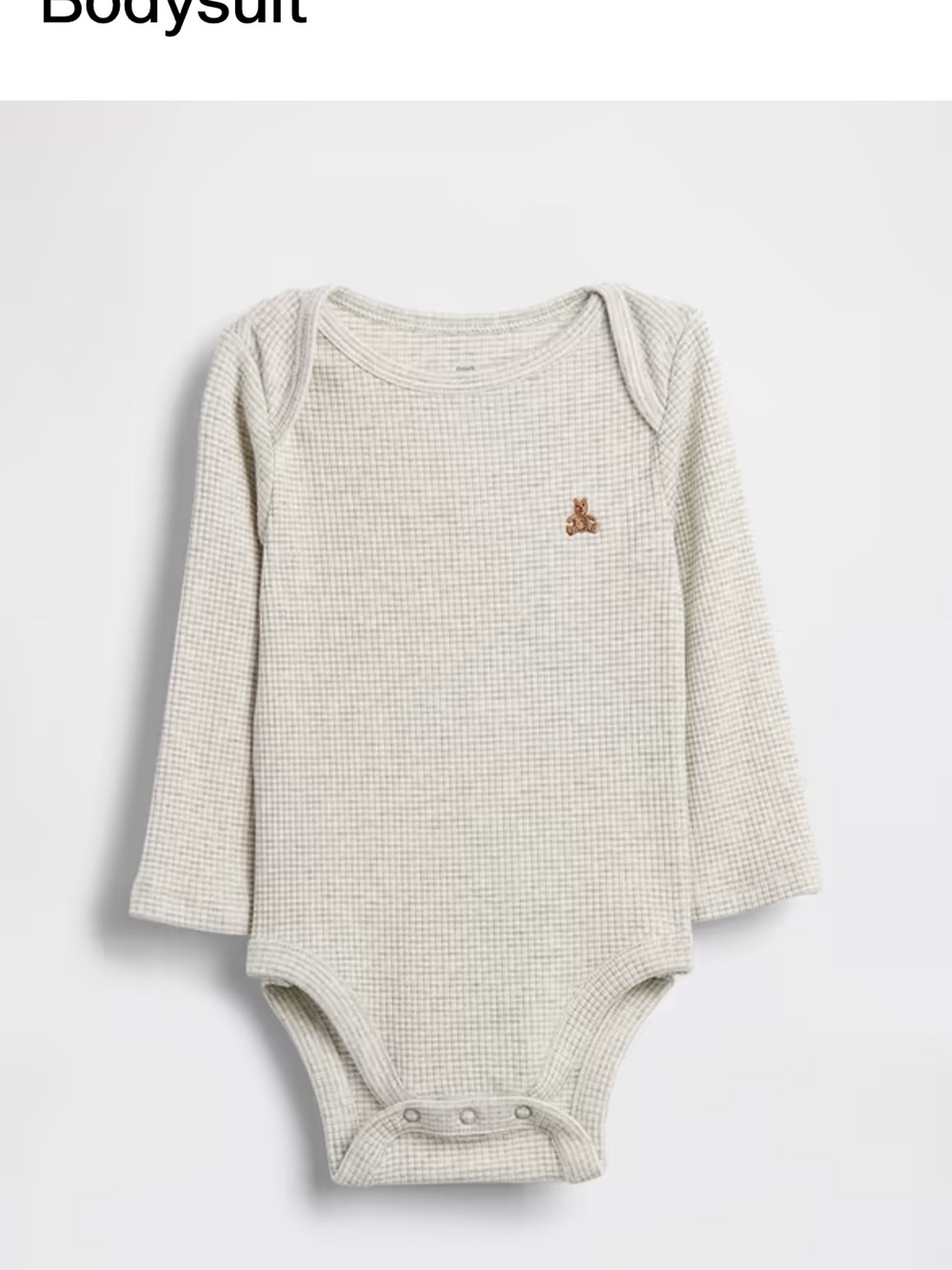Baby Gap First Favorites Waffle Bodysuit 3-6M Gray Brannan Bear Long Sleeve